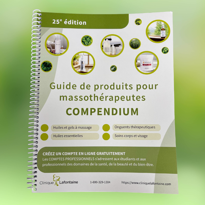 Guide de produits pour massothérapeutes 2025 (COMPENDIUM) - Version imprimée