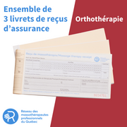 Orthothérapie - 3 livrets de reçus d'assurance RMPQ