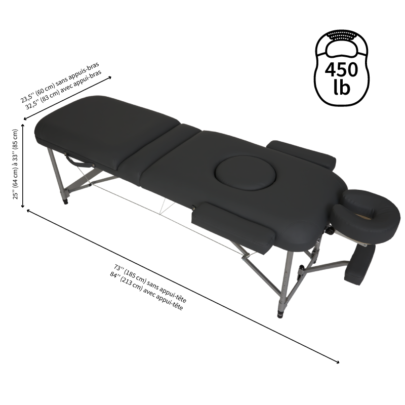 Table de massage portative MassoPro dimensions